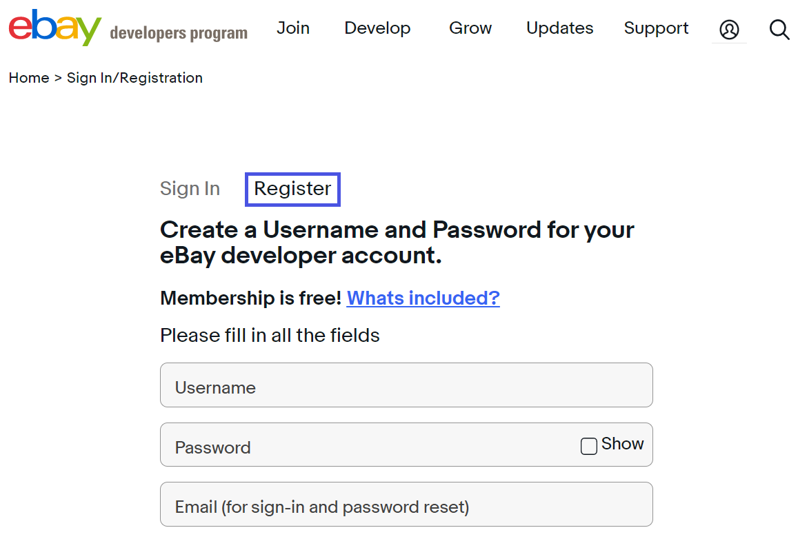 Developer Program registration dialog box